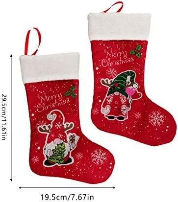 Весниба пакет плетени украси за порибување чорапи Божиќ 1 празнична забава Божиќ црвено за семејни бутовите високи чорапи