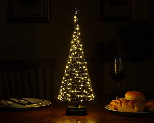 Превртете ја сликата за да зумирате во мини новогодишна елка, Божиќни декорации, современо дрво осветлено со батерија и USB,