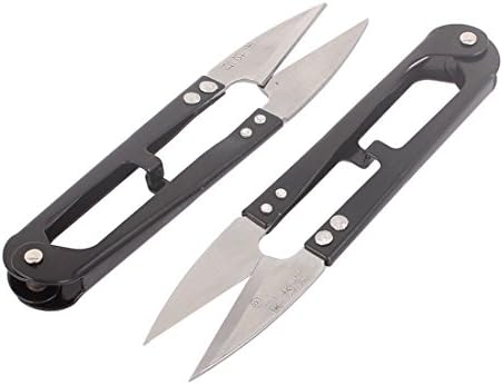 Aexit 2 парчиња Алатки за рачни метални риболовци за риболов, вкрстена занаетчиска предива ножици ножици и ножици за сечење црна боја