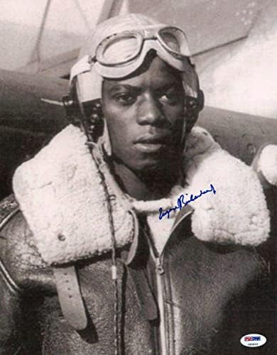 Јуџин Ричардсон rуниор потпиша 11x14 PSA DNA U85865 WWII Tuskegee Airmen Pilot - автограмирани фотографии во борење