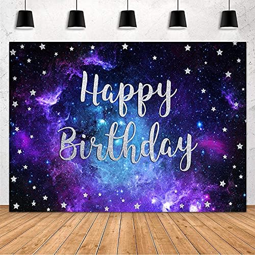 Mehofond Надворешен простор за роденден за роденден за момчиња Галакси роденденски украси Банер маглина пенлива галактика starвезди