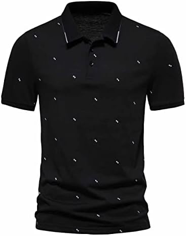 Мажите Полос кошула кратки ракави летни обични голф тениски кошули мода тенок фит лапел јака деловна канцеларија врвови