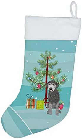 Богатства на Каролина WDK3031CS Doodle Silver 2 Божиќ Божиќно порибување, камин виси чорапи Божиќна сезона забава Декорации