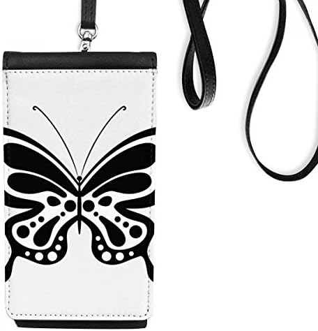 Едноставен цртан филм црна пеперутка телефонска паричник чанта што виси мобилна торбичка црн џеб