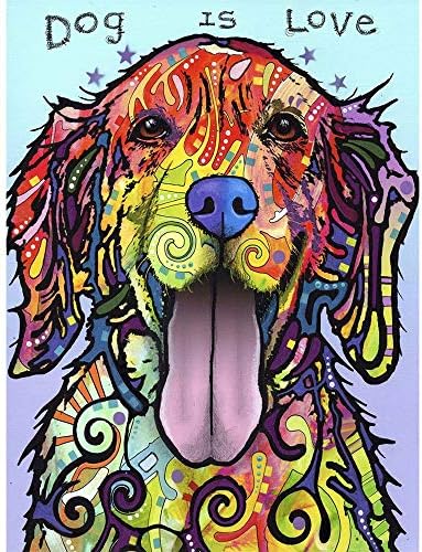 Комплети за боја по број за возрасни - шарено куче - вклучува четки, бои и нумерирано платно - 16x20 инчи - одлично за деца