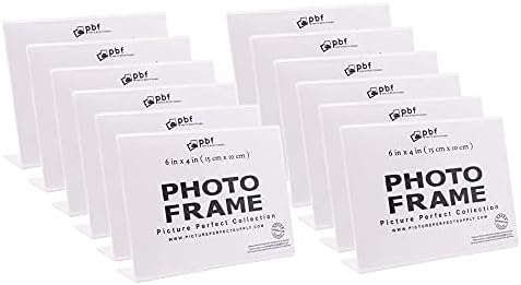 Рамки за фото штанд - 6x4 инчен чист акрилен дисплеј, наклон на хоризонтална слика или знак на знак за приказ со инсерти - 12
