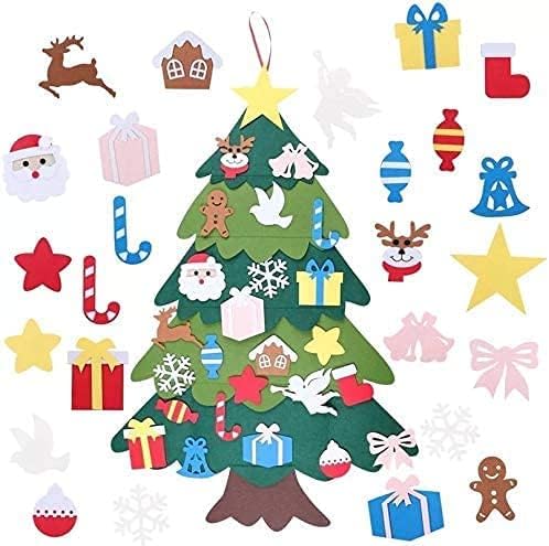 Божиќни Украси Домашна И Надворешна Декордија Почувствувана Новогодишна Елка Со 32 парчиња Орнаменти 4 стапки Семејство 3Д Лажна