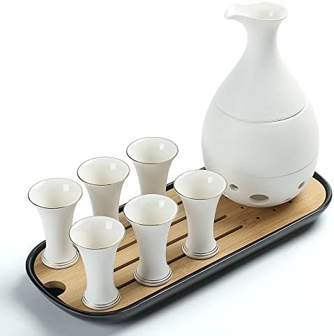 Теанагу Традиционален јапонски раб, добро, карафе со 6 чаши за топла или ладна јапонска алкохол соџу со сервирање Подароци за