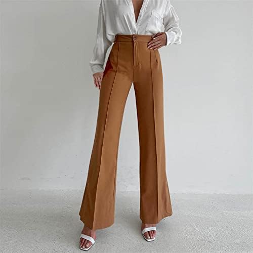 Облечи панталони жени деловни обични лабави обични панталони за жени директно широко нозе влечење на костуми со џебови