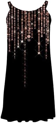 Trebin Women'sенски моден лесен лабав печатен суспензија на плажа Sundress лабава фустан без ракави