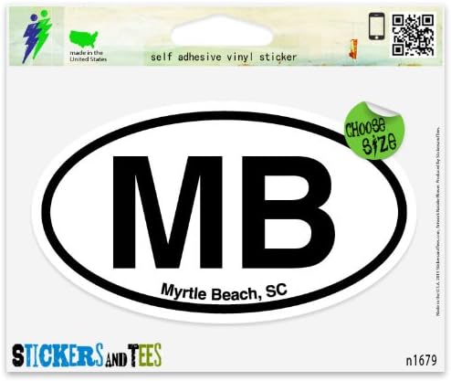 MB Myrtle Beach Јужна Каролина овална винил автомобили браник прозорец налепница 5 x 3
