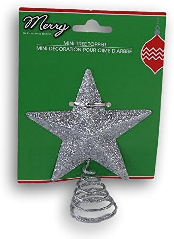 Сребрена Сјај Минијатурни 5 Точка Ѕвезда Дрво Топер-4 х 4,75 Инчи