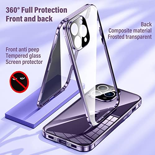 Заштитник На Екранот За Приватност кумвум за Iphone 14 Pro Max Случај Магнетна Тока За Целото Тело Метален Браник Тенок Тенок Преден И Заден 360 Заштита Со Капак На Заштитни