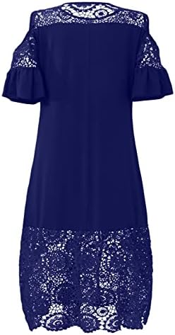 Работни фустани за жени 2023 година, модна женска чипка за шипки со шипки со кратки ракави без ракави