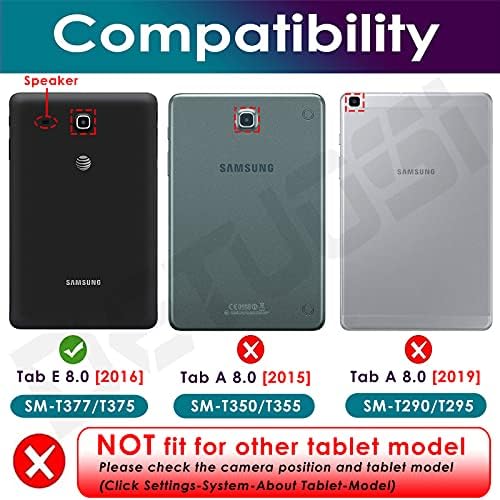 Случај за Детуози за Samsung Galaxy Tab E 8.0 Case , 3-слоеви хибридни тешки тешки облоги на оклоп на целото тело за заштита