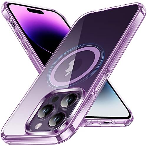 Fndmil Магнетни за iPhone 14 Pro Max Јасен Случај [БР. 1 Магнети][Не-Жолта] [Mil-Одделение] Целосна Заштита На Воздушни Перничиња