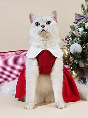 Милумија Божиќни миленичиња фустан со starвезда декор за мачка роза црвена мала