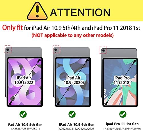 CtoTopcases Case за нов iPad Air 4 -та/5 -та генерација, целосен заштитен обложување на телото на мек TPU назад со држач за