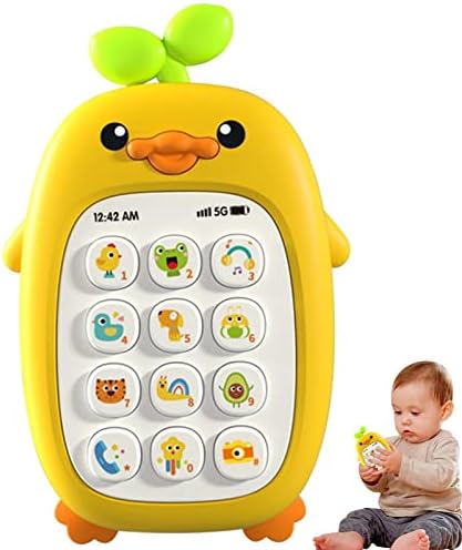 Играчки за деца со 4 компјутери свират телефон, музика и лесна играчка за учење, забавни играчки за паметни телефони за 12 месеци-1-годишник,