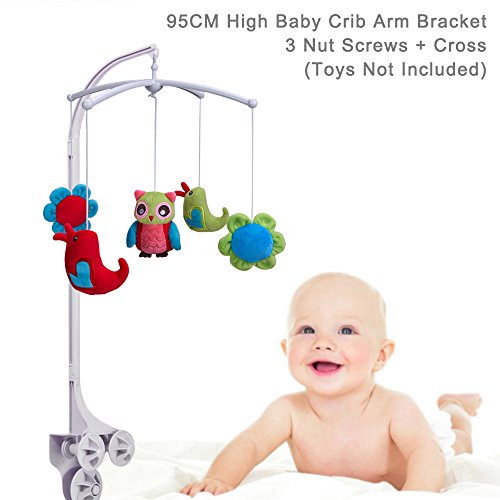 Colorfulstream - 95 см бебе креветче за креветчиња за држач за држачи за држач за држачи за рака за сите видови на бебешки кабриолет и плејарди, 3 завртки за ореви, музичка ку?
