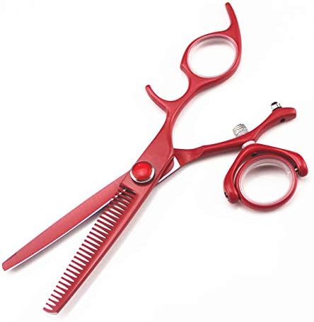 Ножици за сечење на косата, 6 -инчен професионален Јапонија 440C црвени ротирачки летачки ножици за коса, фризури за слабеење