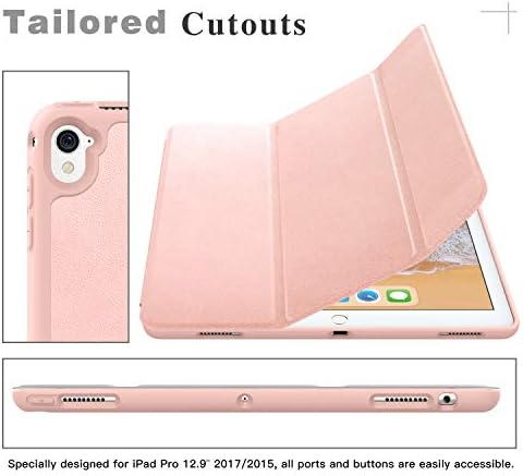 Moko Case Fit ipad Pro 12.9 2017/2015 со држач за молив на Apple - Тенок лесен смарт обвивка за таблички со паметна обвивка