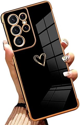 Компатибилен Со AIGOMARA Samsung Galaxy S21 Ултра Куќиште За Позлата На Срцето Покритие Заштита Од Удари На Целото Тело Против Гребење Мека Tpu Тенка Кутија За Безжично Полнење ?