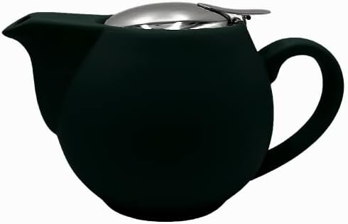 Современи керамички чајни комплети и сервери за кафе со чајник за чајник, цедалка, 2 чаши без рај и лента за бамбус, мат црна