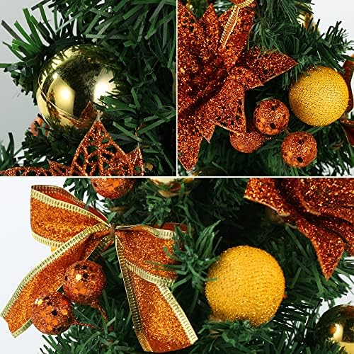 12 /30см мини новогодишна елка, вештачка мала таблета Божиќна дрво, Премиум мини десктоп новогодишна елка, со украси за новогодишни
