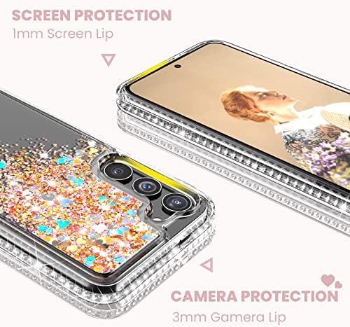 Dagoroo за Samsung Galaxy S23 Plus Case, Galaxy S23 Plus Case со заштитен стаклен екран заштитник, тенок флексибилен TPU сјај