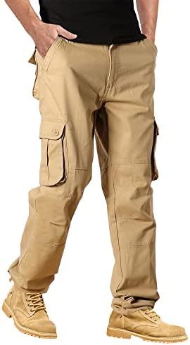 Карго панталони за мажи за опуштено вклопување во обична работа панталони тактика за пешачење со џебови