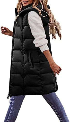 Costенски цврста боја на палто, обичен топол зимски палто, без ракав, патент џеб, долг мек моден палто јакни плус