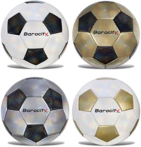 Сет на фудбалски топки во бароцит сет од 4 - црна, златна, сребрена и бела официјална топка за натпревар со рефлексивни хексадецимални