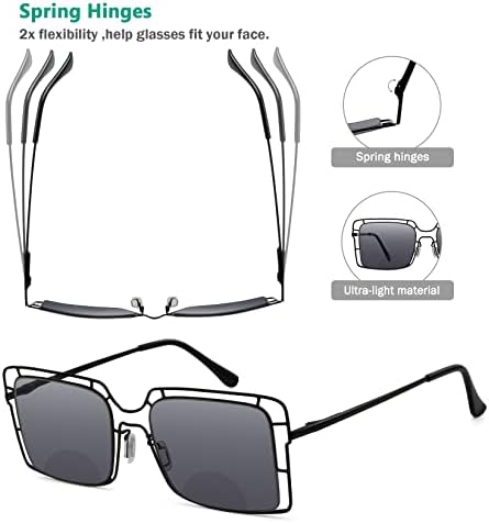 Очила за бифокално читање со 4-пакувања сини светло блокирајќи тенок метал шуплива рамка Би-фокални читатели