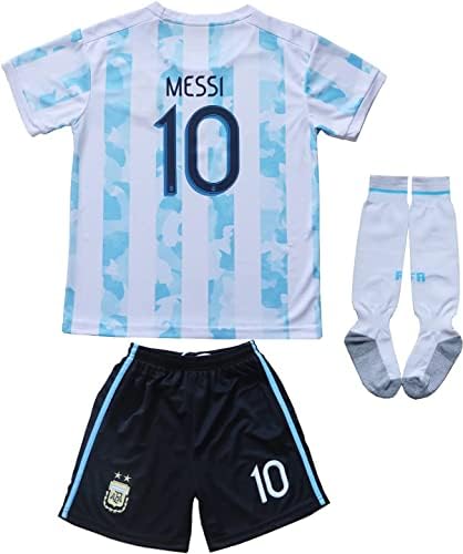 NECM 2021 Аргентина 10 Лео Меси Копа-Американски дом Детски фудбалски фудбалски фудбалски дрес/шорцеви/чорапи комплет младински