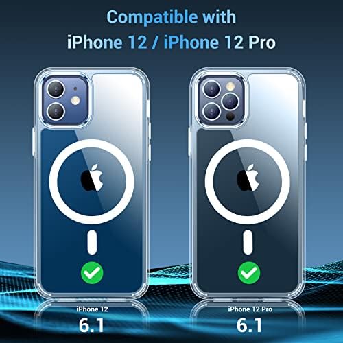Темдан За Iphone 12 Случај за Iphone 12 Pro Случај, [Компатибилен Со Magsafe][2 Парчиња Стакло Заштитник На Екранот] [Не Пожолтување]