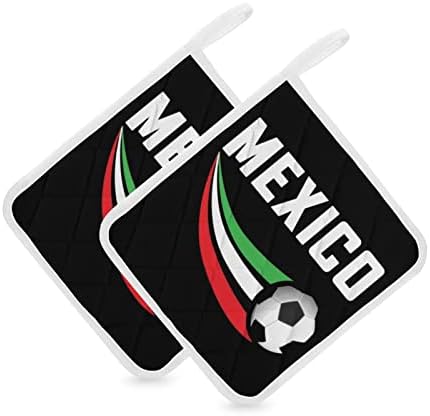 Мексико знамиња Фудбалски тенџери за тенџере со топлина Топти влошки за готвење кујна со 2 парчиња сет