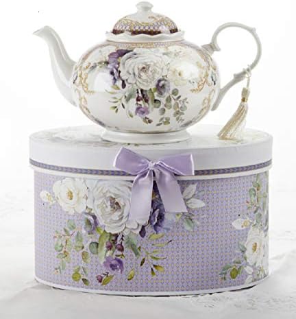 Делтон 8150-7 Виолетова Елеганција Порцелан Чај Тенџере, 6-инчен Висина