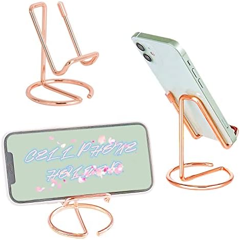 Мобилен телефон Rosyquarz Stand за биро, мал метален држач за штанд за мобилни телефони, симпатичен држач за приказ на розово
