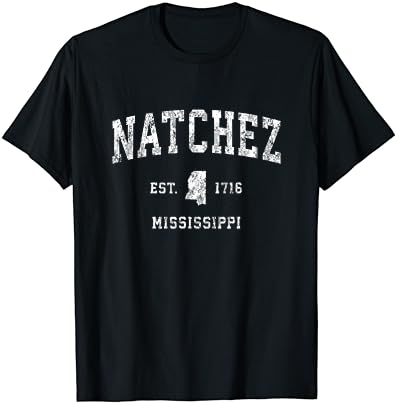 Natchez Mississippi MS Vintage маица за дизајн на атлетски спортови