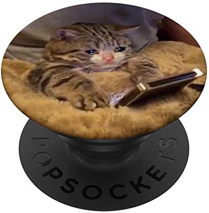 Тажно плачење мачко мачко - смешна тага Мем дизајн Поп -кокети PopGrip: Заменлива зафат за телефони и таблети