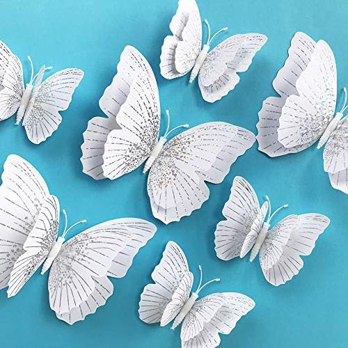 24 парчиња налепници на пеперутка со сунѓерски гума за џвакање и магнети, бел кристал отстранлив налепници за butterидови од