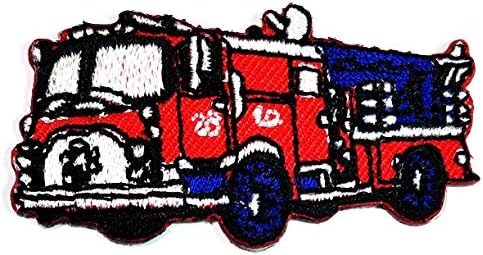 Еднаш x Големина Мал огнен мотор камион симпатични закрпи пожарни мотор за спасување, пампер црвени деца, лого на цртани филмови,