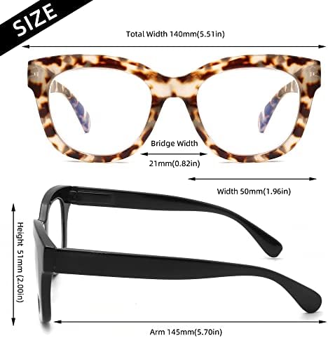 Арејт 2 пара преголеми очила за ретро читање за жени, опра во стил на сина светлина што ги блокира читателите