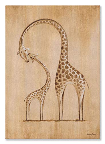 Упси дејзи, Ликовна Уметност За Деца Сафари Бакнежи Жирафа Испружена Платнена Уметност Од Сара Лоу, 10 на 14 Инчи