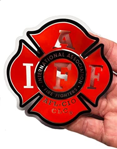 4 ИАФФ Автентична Унија Класичен Црвен 3м Винил Пожарникар Од Американско Производство Налепница За Налепници За Автомобилски