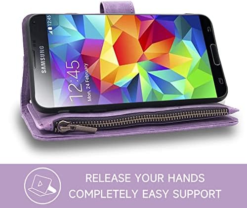 Компатибилен Со Куќиштето За Паричник Samsung Galaxy S5 И Премиум Гроздобер Кожен Држач За Кредитни Картички Мобилни Додатоци