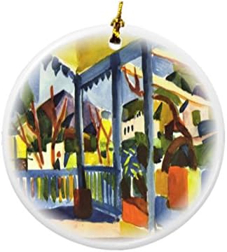 Рики Најт Август Мек Арт Тераса на Вилата во Св. Germермен Дизајн круг порцелански двострани божиќни украси