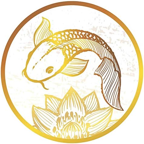 EW дизајнира златна метална омбре кои риба со лотос цвет икона винил декларална налепница за браник