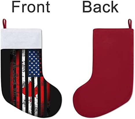 Американско канадско знаме Божиќно порибување чорапи печати Божиќно дрво украси